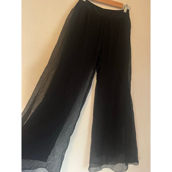 Vintage Black Sheer Lined SANDRA DARREN WMNS SZ 6 High Wasted Pants - Picture 1 of 13